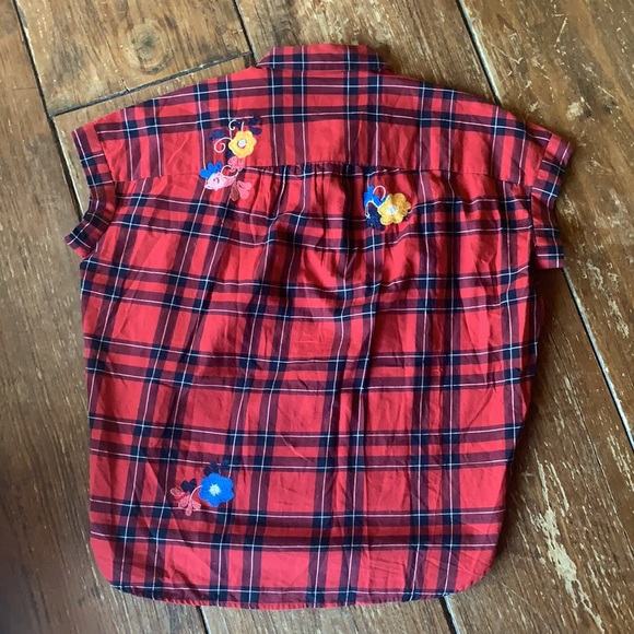 Madewell oversized red & black plaid flower detail - Picture 2 of 2